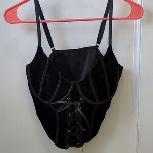 Gothic Cropped Black Corset Top